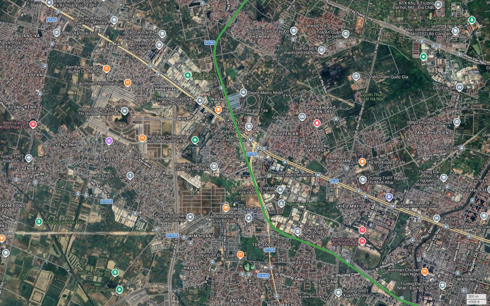 Nút giao tuyến metro số 4 Hà Nội với Quốc lộ 32 tại Nhổn, giữa ga Nhổn và ga Minh Khai của tuyến metro số 3 đang vận hành