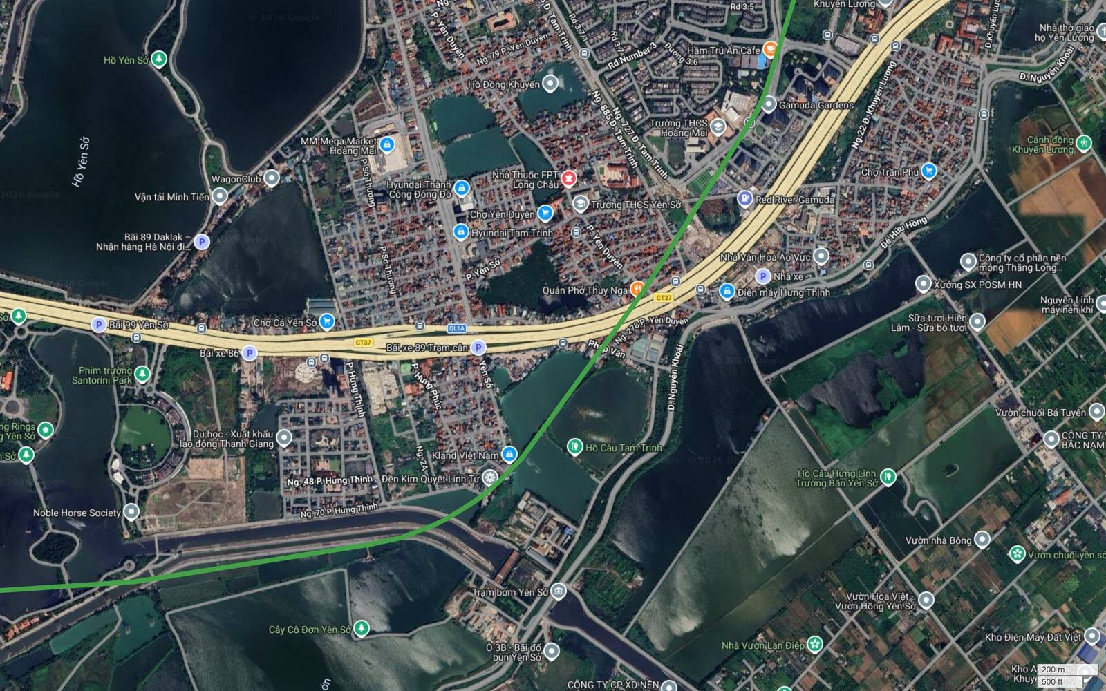 Tuyến metro số 4 Hà Nội cắt Vành đai 3 và Quốc lộ 1A tại Yên Sở, đi sát khu đô thị Gamuda Gardens Hoàng Mai