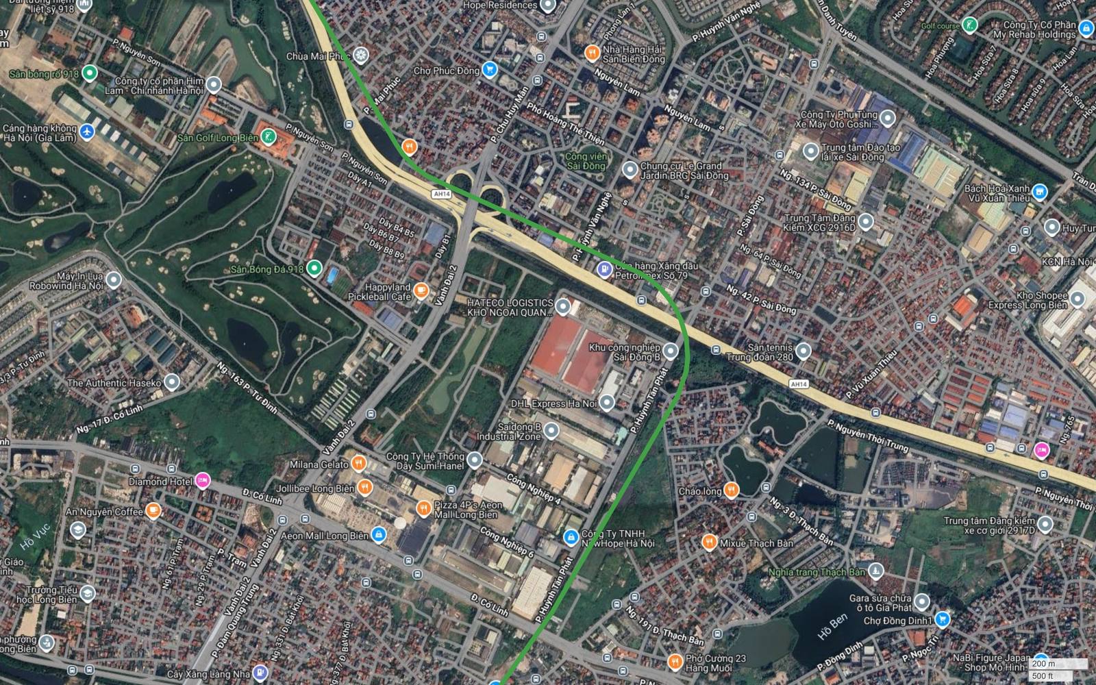 Tuyến metro số 4 Hà Nội cắt Quốc lộ 5 tại nút giao Sài Đồng, cạnh Khu công nghiệp Sài Đồng B và Aeon Mall Long Biên