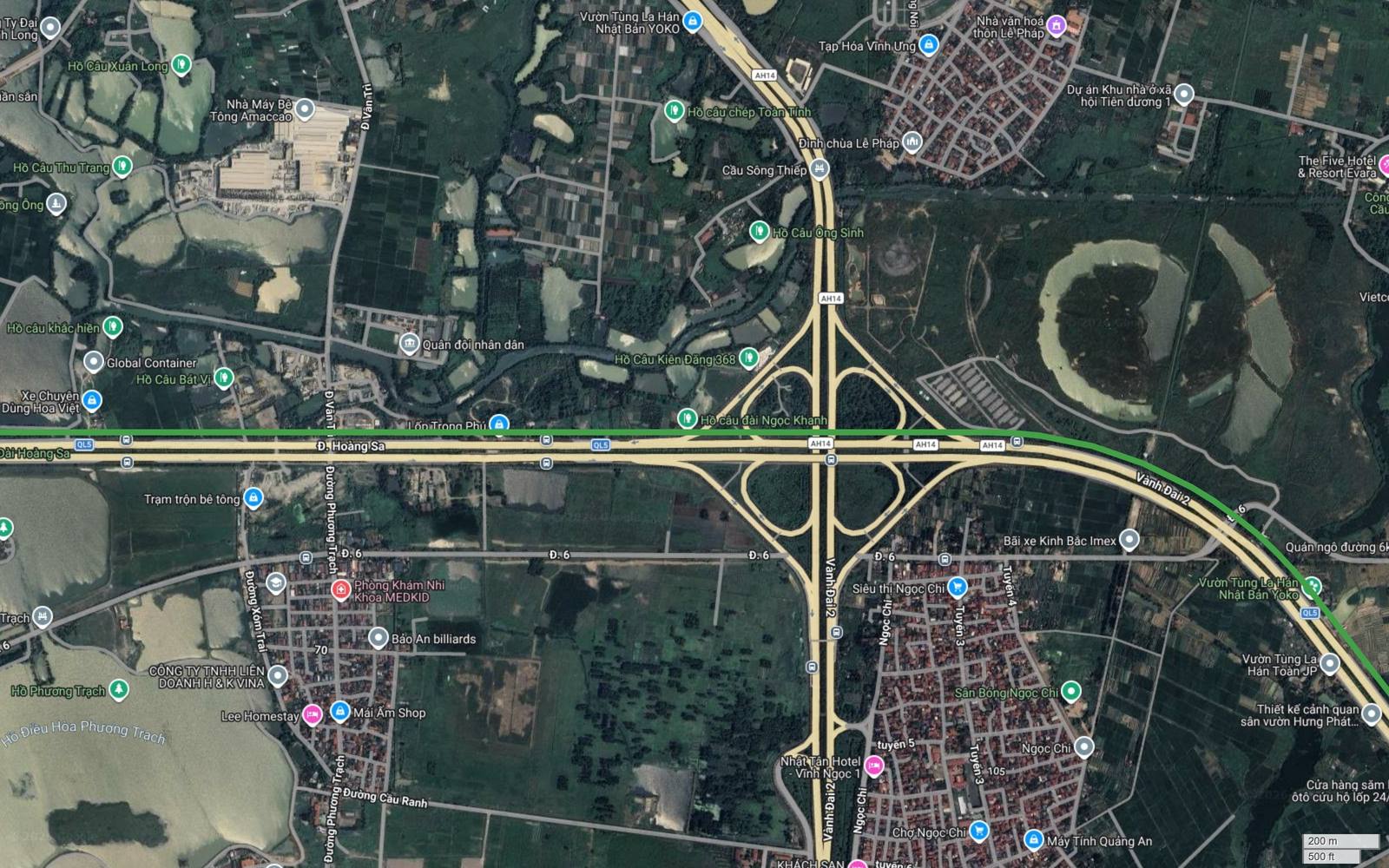 Tuyến metro số 4 Hà Nội chạy dọc đường Hoàng Sa Quốc lộ 5 qua vùng hồ điều hòa Phương Trạch thuộc Đông Anh
